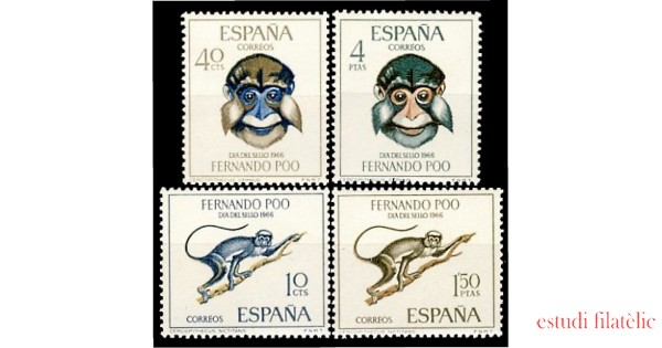 FERNANDO POO 251 54 1966 Día del Sello Fauna mono MNH