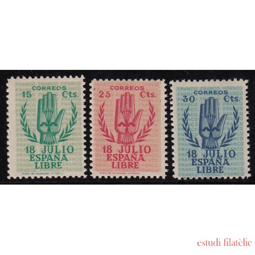 España Spain 851/53 ( 851/54 ) 1938 Alzamiento Nacional Mano MNH Serie corta