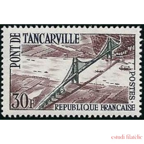 France Francia Nº 1215 1959 Inauguración del puente de Tancarville Lujo