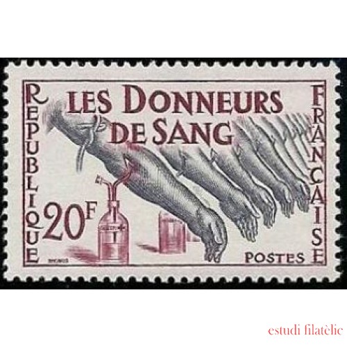 TEN/S  France Francia  Nº 1220 1959 Homenaje a los donantes de sangre Lujo