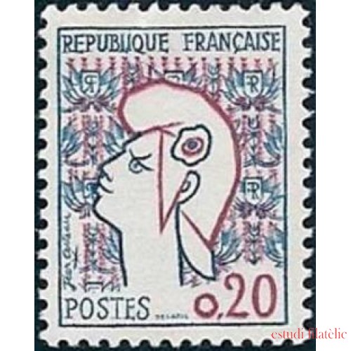 France Francia Nº 1282 1961 Marianne de Cocteau Lujo