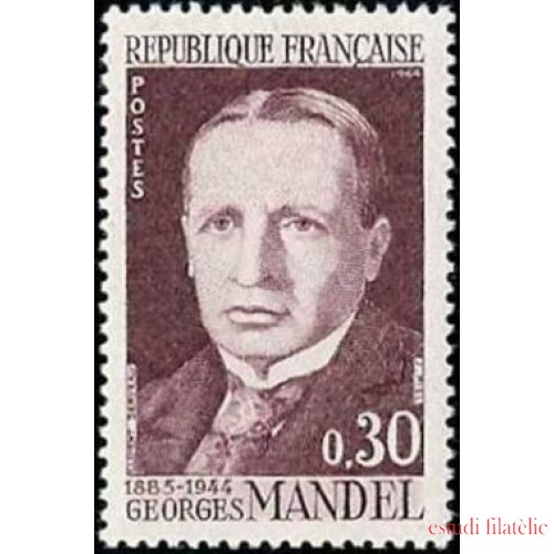 France Francia Nº 1423 1964 20º Aniv. de la muerte de Georges Mandel Lujo