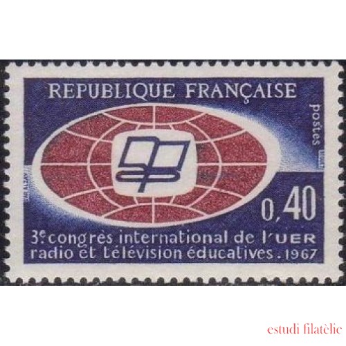 France Francia Nº 1515 1967 3º Congreso internacional de la Unión Europea de Radiodifusión (París) Lujo