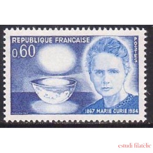 France Francia Nº 1533 1967 Centenario del nacimiento de Marie Curie Lujo