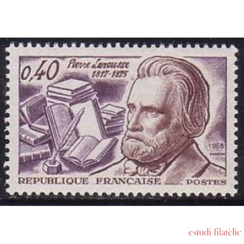 France Francia Nº 1560 1968 150º Aniv. del nacimiento del gramático  Pierre Larousse Lujo