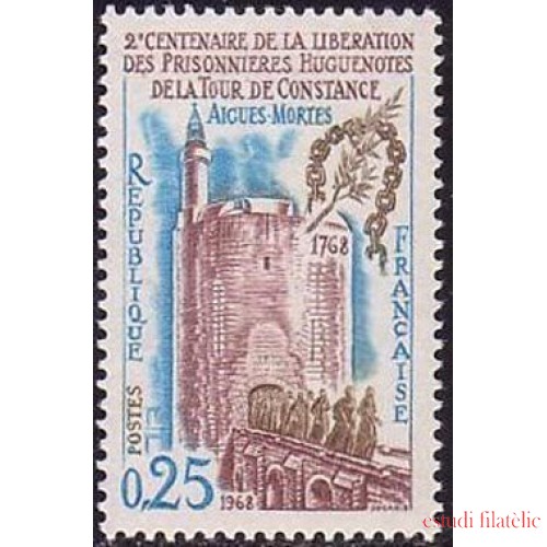 France Francia Nº 1566 1968 2º Cent. de la liberación de prisioneros en Aigues-Mortes Lujo