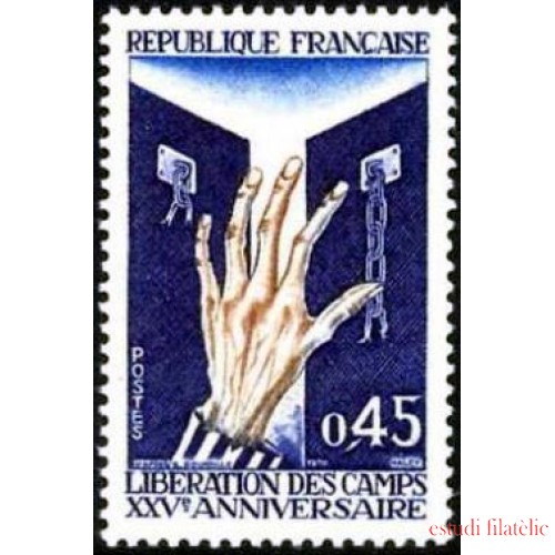 France Francia Nº 1648 1970 25º Aniv. de la liberación de los campos de concentración Lujo