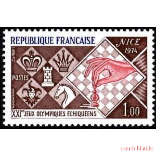 France Francia Nº 1800 1974 XXI Juegos Olímpicos de ajedrez Lujo