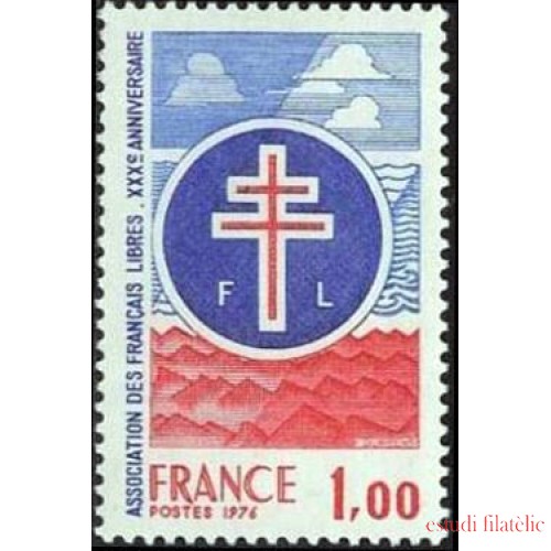 France Francia Nº 1885 1976 30º Aniv. de la asociación de franceses libres Lujo