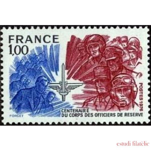 France Francia Nº 1890 1976 Centenario del Cuerpo de Oficiales de la Reserva Lujo