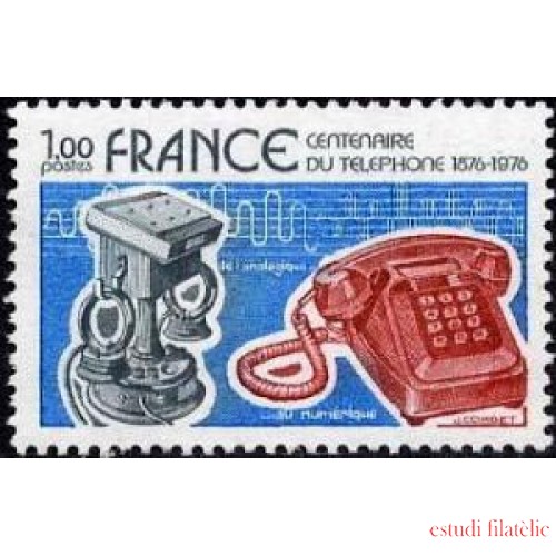 France Francia Nº 1905 1976 Centenario de la primra conexión telefónica Lujo