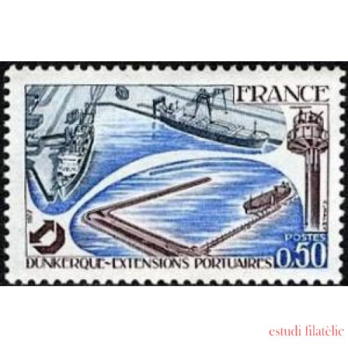 France Francia Nº1925 1977 Extensiones portuarias de Dunkerque Lujo