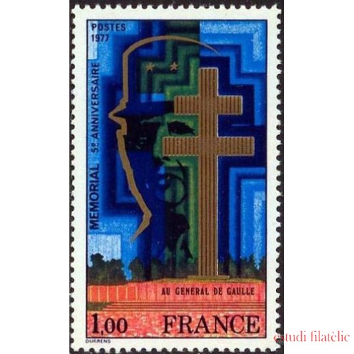 France Francia Nº 1941 1977 5º Aniv. del memorial al General De Gaulle Lujo