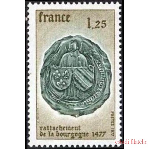 France Francia Nº 1944 1977 5º Cent. de la reubicación de Bourgogne Lujo