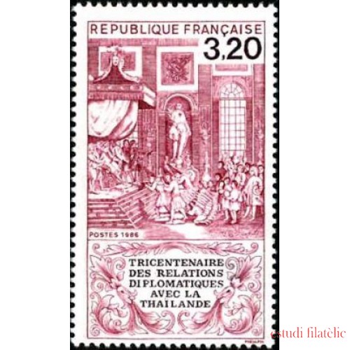 France Francia Nº 2393 1986 Tricentenario de las relaciones diplomáticas con Thailandia Lujo