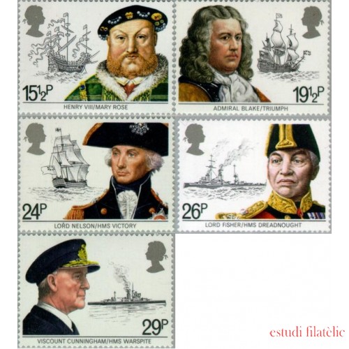 Gran Bretaña 1047/51 1982 Patrimonio marítimo Celebridades y barcos de su época MNH