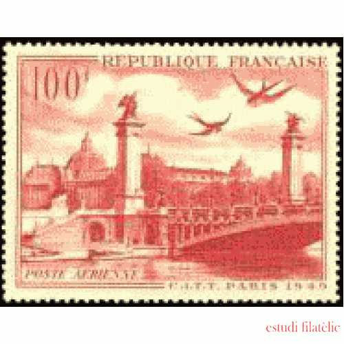 France Francia  A  28 1949 Congreso inter. de Telegrafía y Telefonía París Vistas Palacio, puente, aves Lujo