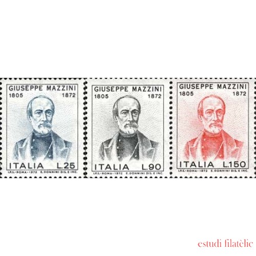 Italia - 1093/95 - 1972 Cent. muerte del político G. Mazzini Lujo