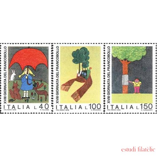 Italia - 1278/80 - 1976 XVIIIª Jornada del sello-dibujos de niños-Lujo