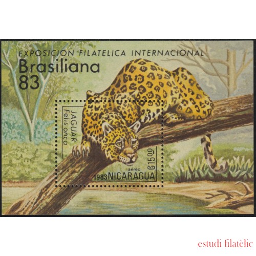 Nicaragua HB 160 1983 fauna  Brasiliana 83 Exp. Filatélica Internacional Jaguar MNH