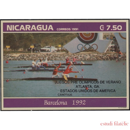 Nicaragua HB 215 1992 Juegos Olímpicos de Verano Barcelona 92 Canotaje MNH