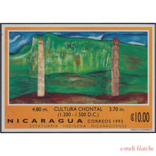 Nicaragua HB 220B 1993  Cultura Chontal estatua indígena nicaragüense MNH