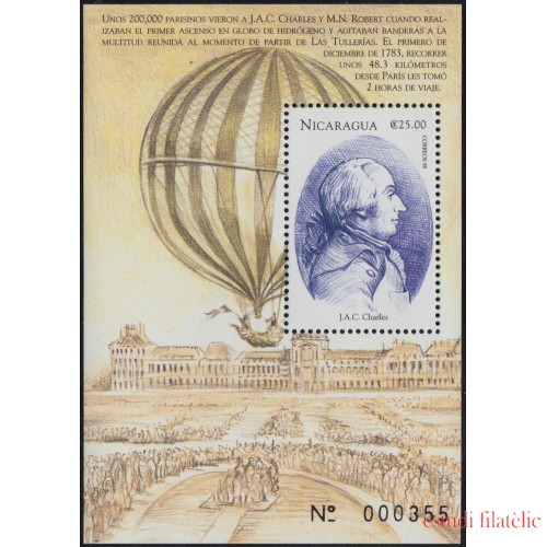 Nicaragua HB 287 1999 Eventos destacados Globo de Hidrógeno J.A.C Charles MNH