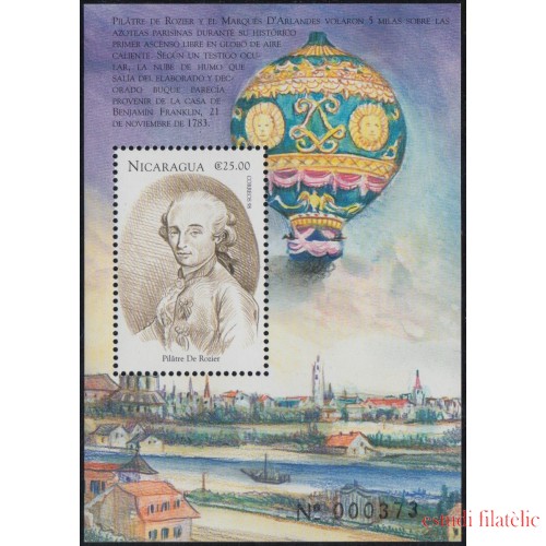 Nicaragua HB 288 1999 Eventos destacados Globo de Aire caliente Pilatre de Rozier MNH