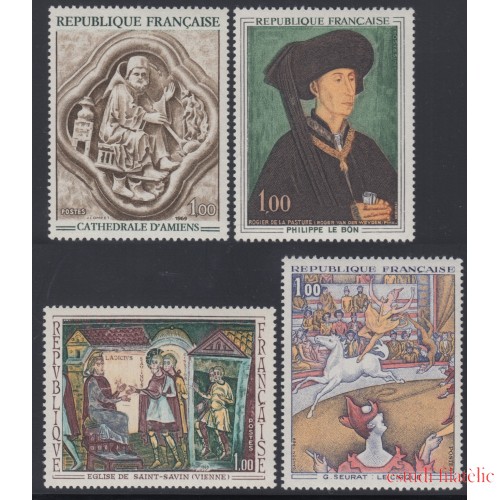 France Francia Nº 1586/88A 1969 Obras de arte MNH 