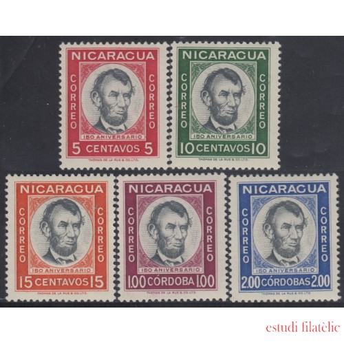 Nicaragua 846/50 1959 150 Años del nacimiento de Abraham Lincoln MNH