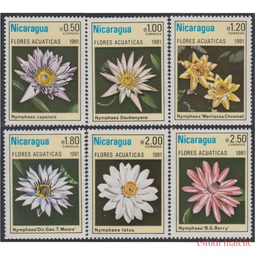 Nicaragua 1155/60 1981 Flores Acuáticas Flowers  MNH