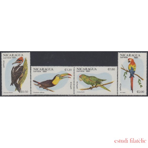 Nicaragua 1161/64 1981 Fauna Pájaros Birds MNH