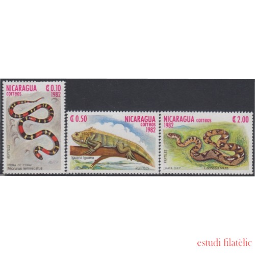 Nicaragua 1228/30 1982 Fauna Reptiles MNH