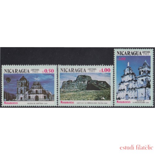 Nicaragua 1245/47 1983 Monumentos históricos Castillos Iglesias MNH