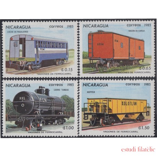 Nicaragua 1264/67 1983 Vagones de Ferrocarril MNH