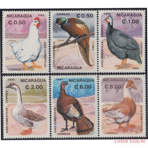 Nicaragua 1376/76E 1985 Pájaros domésticos MNH