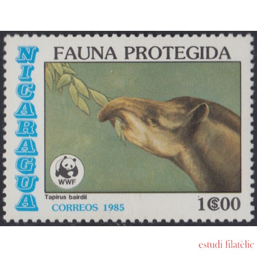 Nicaragua 1385 1985 Fauna protegida Tapir WWF MNH