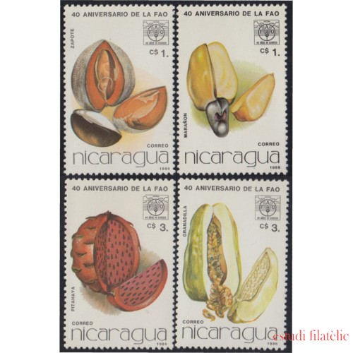 Nicaragua 1424/27 1986 40º Aniversario de la FAO Emblema y Frutas MNH