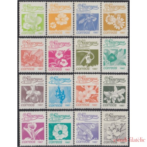 Nicaragua 1435/50 1987 Flores Flowers MNH