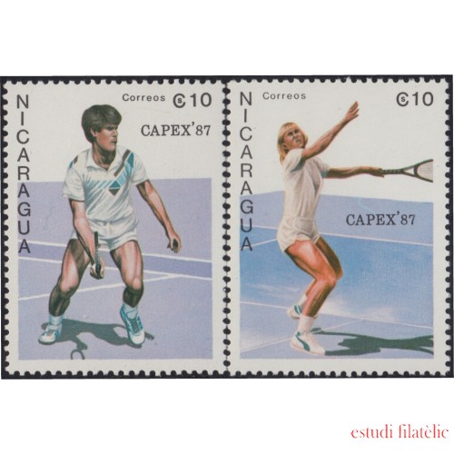 Nicaragua 1459/60 1987 Capex 87 Exposición Filatélica Internacional Tenis MNH