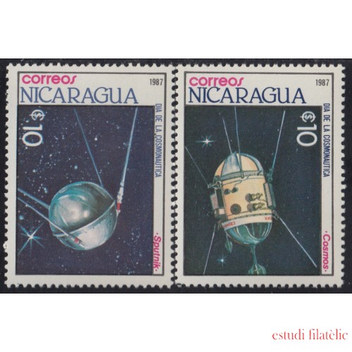 Nicaragua 1461/62 1987 Día de la Cosmonaútica Satélites MNH