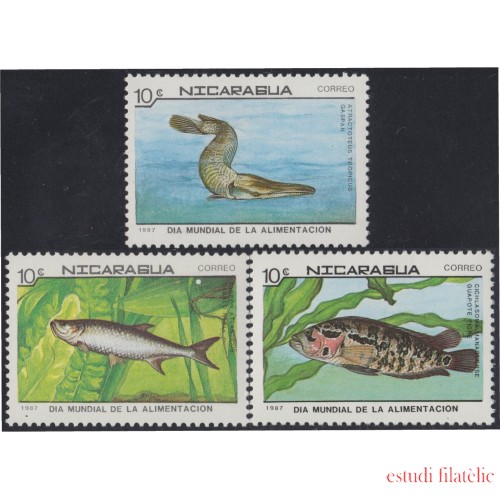 Nicaragua 1474/76 1987 Día mundial de la alimentación Peces Fishes MNH