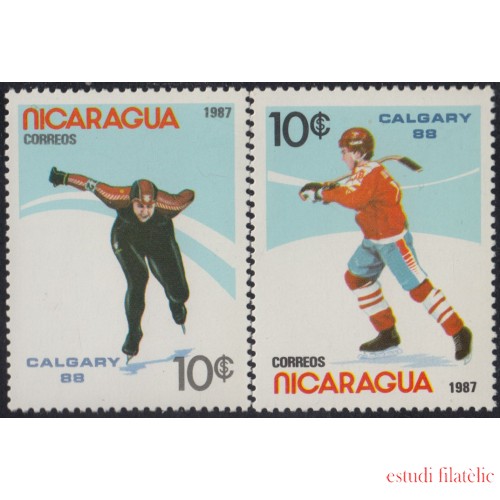 Nicaragua 1485AB 1987 Juegos olímpicos de Invierno Patinaje MNH