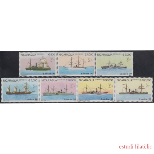 Nicaragua 1516/22 1990 London 90 Exposición Filatélica Mundial Barcos a vapor MNH