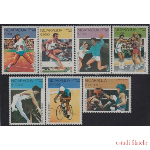 Nicaragua 1530/36 1990 Juegos olímpicos Barcelona 1992 Jabalina Boxeo MNH