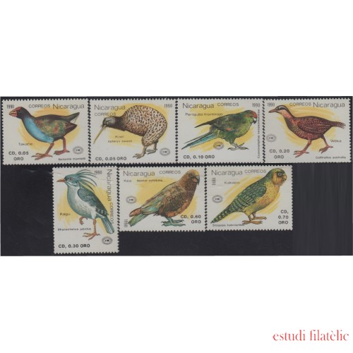 Nicaragua 1544/50 1990 Exposición Filatélica Internacional Pájaros Birds MNH