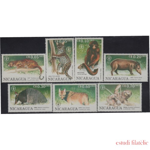 Nicaragua 1551/57 1990 40º Aniversario de la FAO Animales del Bosque MNH