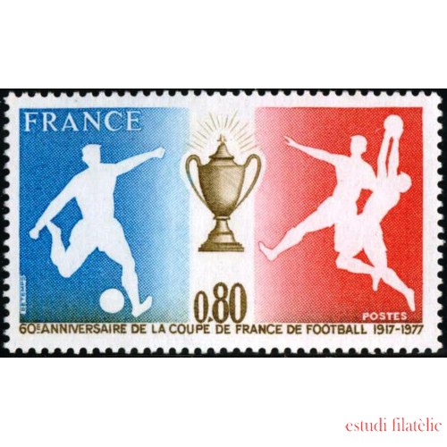 DEP7/S France Francia Nº 1940 1977 60º Aniv. de la copa de Francia de fútbol Lujo