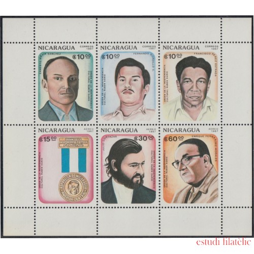 Nicaragua 1464/66 1188/90 1987 Patriotas nicaragüenses célebres MNH