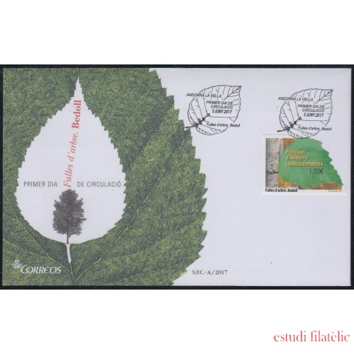 Andorra Española 457 2017 Abedul Hojas de árboles SPD Sobre Primer día
